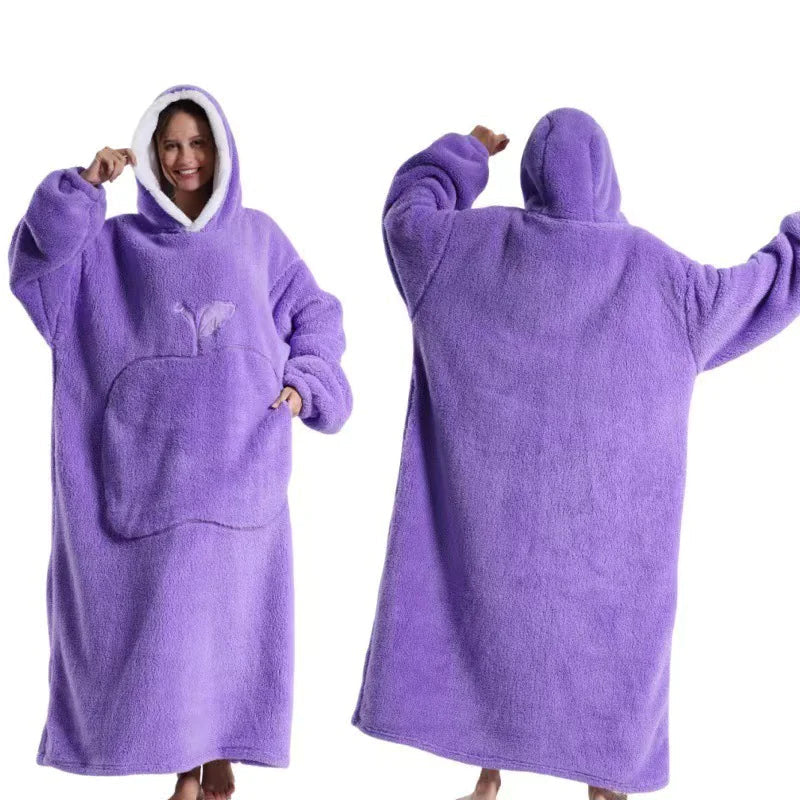 Lengthened Solid Color Home Lazy Clothes Anti Spier
