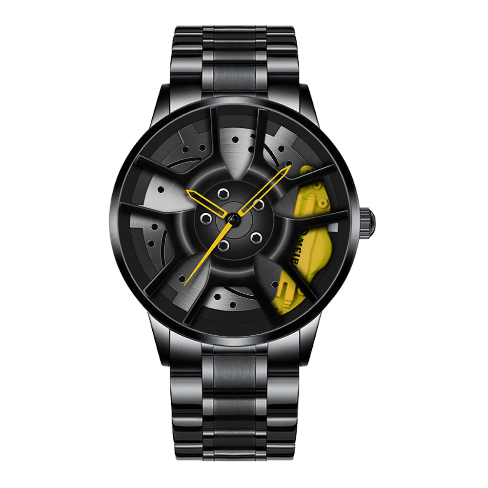 Men's Vacuum Plating Wheel Style Quartz Watch Anti Spier