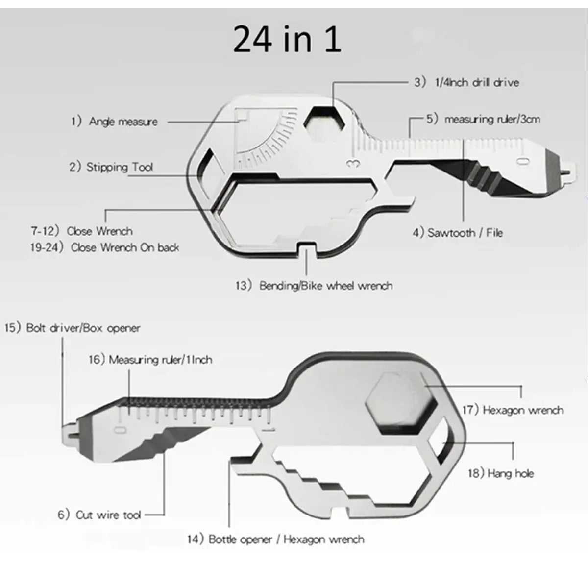 Skill Master 24 In 1 Handyman's Smart Key Tool Anti Spier