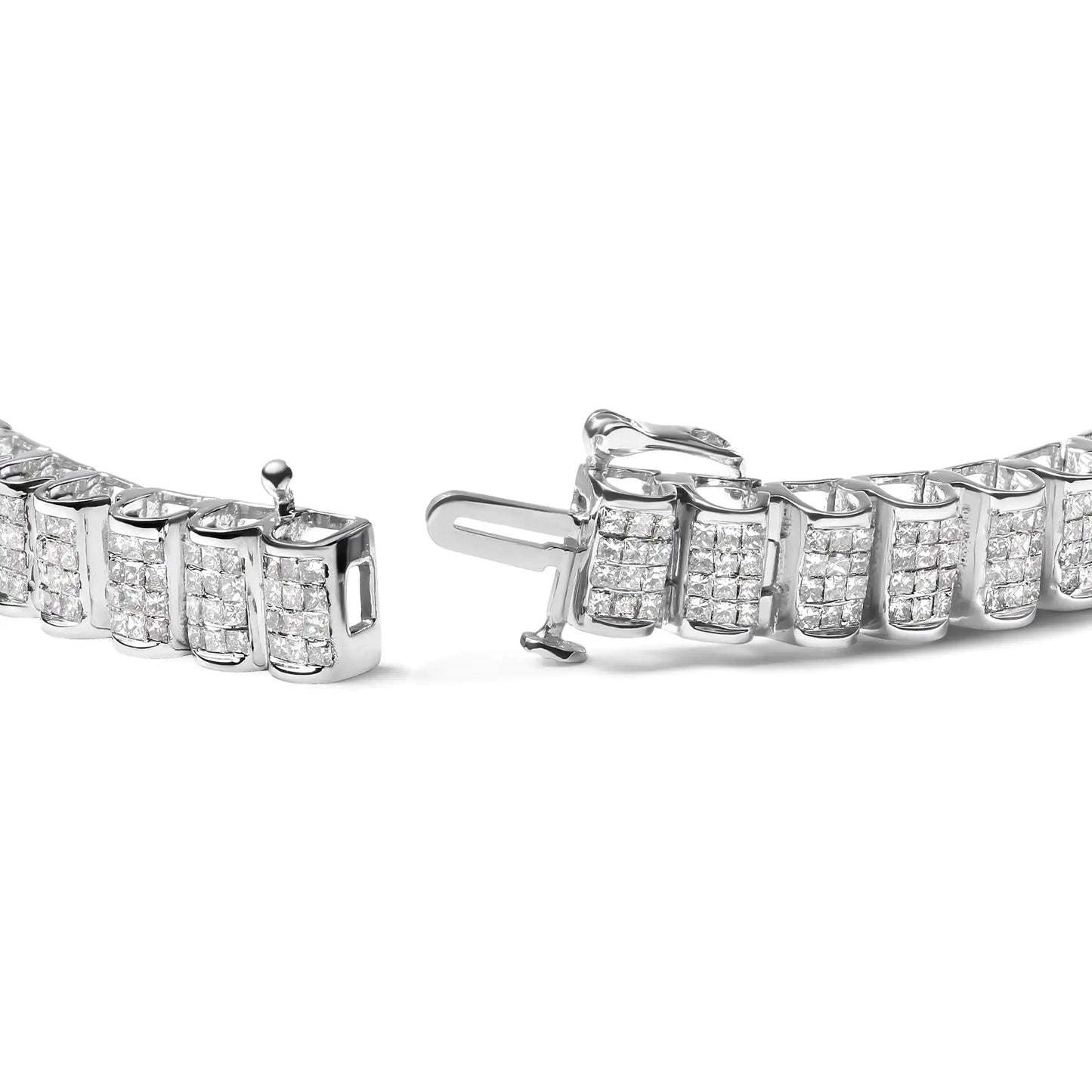 14K Gold 5.00 Cttw Square Princess Cut White Diamond Rectangular Invisible Set Link Tennis Bracelet (H-I Color, SI2-I1 Clarity) - 7.25” Inches - Anti Spier