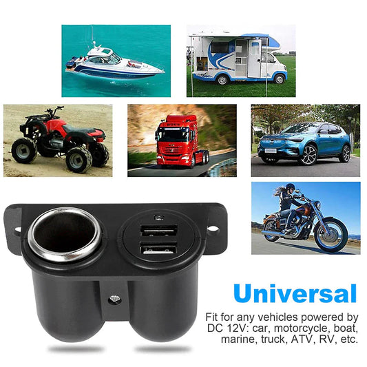 Car Cigarette Lighter Socket Splitter Dual USB Charger Power Adapter Outlet 12V Anti Spier