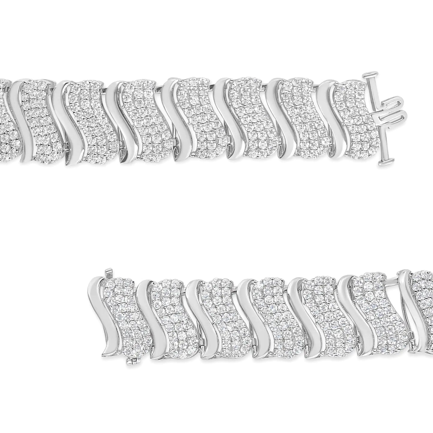 14K Gold 15.0 Cttw Diamond Chevron Wave 7.25" Inch Link Bracelet (J-K Color, I1-I2 Clarity) - Anti Spier