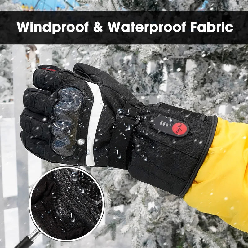 Savior Heat Winter Motorcycle Heated Gloves 7.4V Safe Outdoors Sports Electric Heating Waterproof Windproof KNUCKLE EN13594 Anti Spier