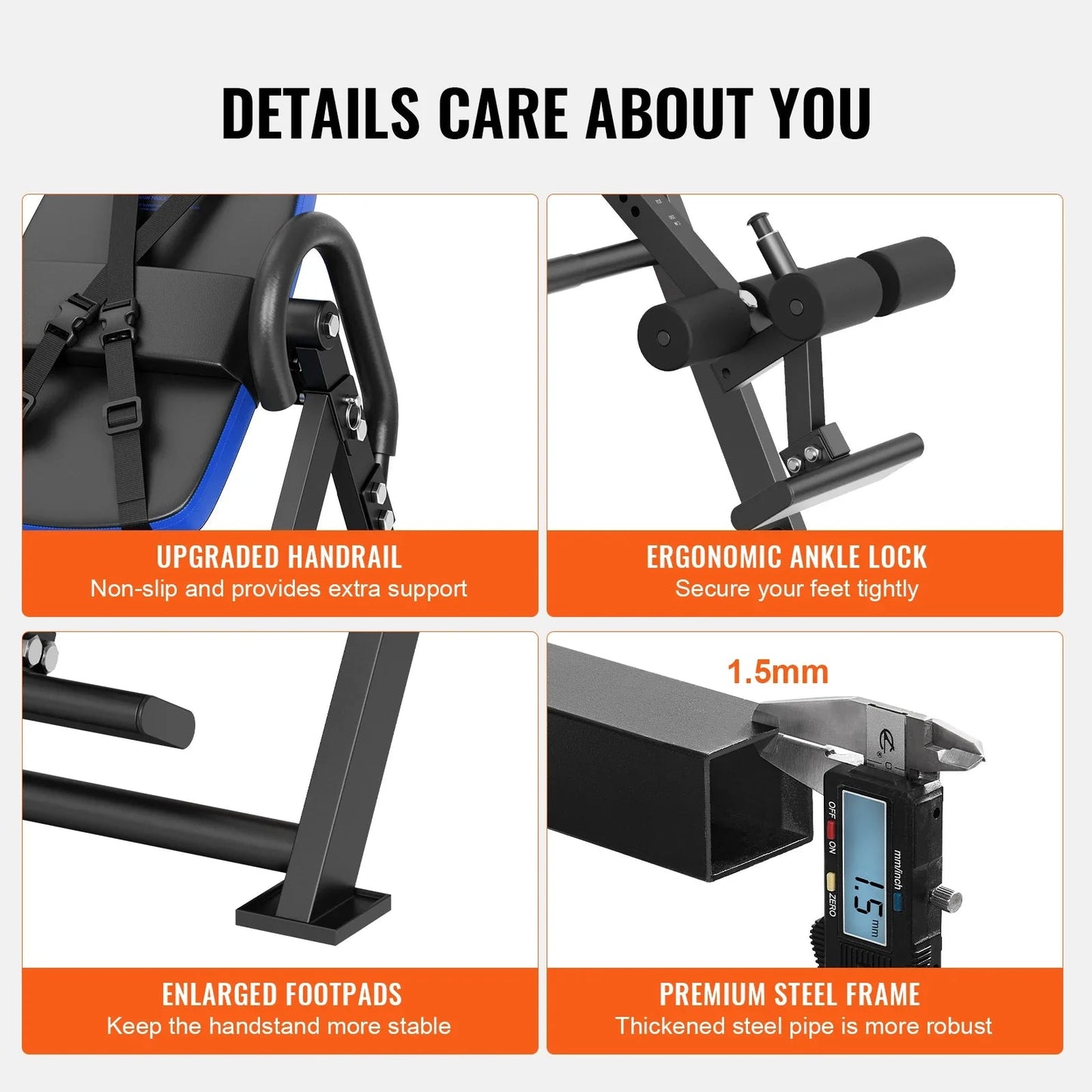 Inversion Table Heavy Duty Inversion Table Decompression Back Stretcher Machine Strength Training Equipment with Headrest Anti Spier