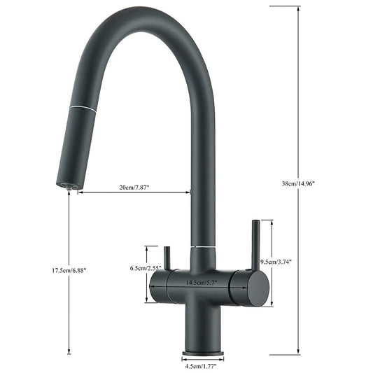 Filtered Kitchen Sink Faucet With Retractable Sprayer Brass Water Filter Tap Drinking Water Tap Vessel Sink Mixer For Kitchen Anti Spier