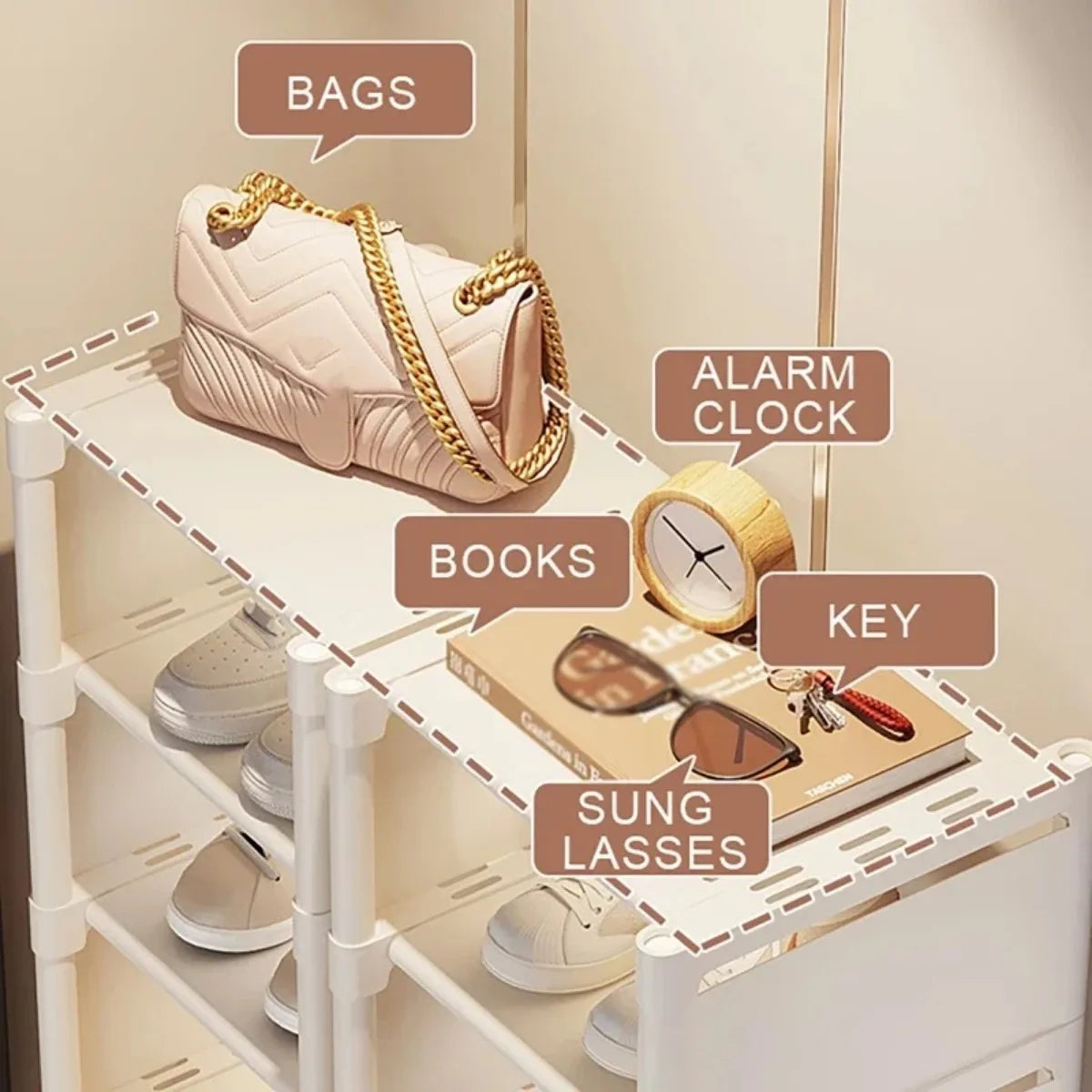 Multi-Layer Stackable Shoe Cabinet Shoes Storage Rack foldable free combination shoe rack For Entry Wall Corner Shoes Shelf Anti Spier