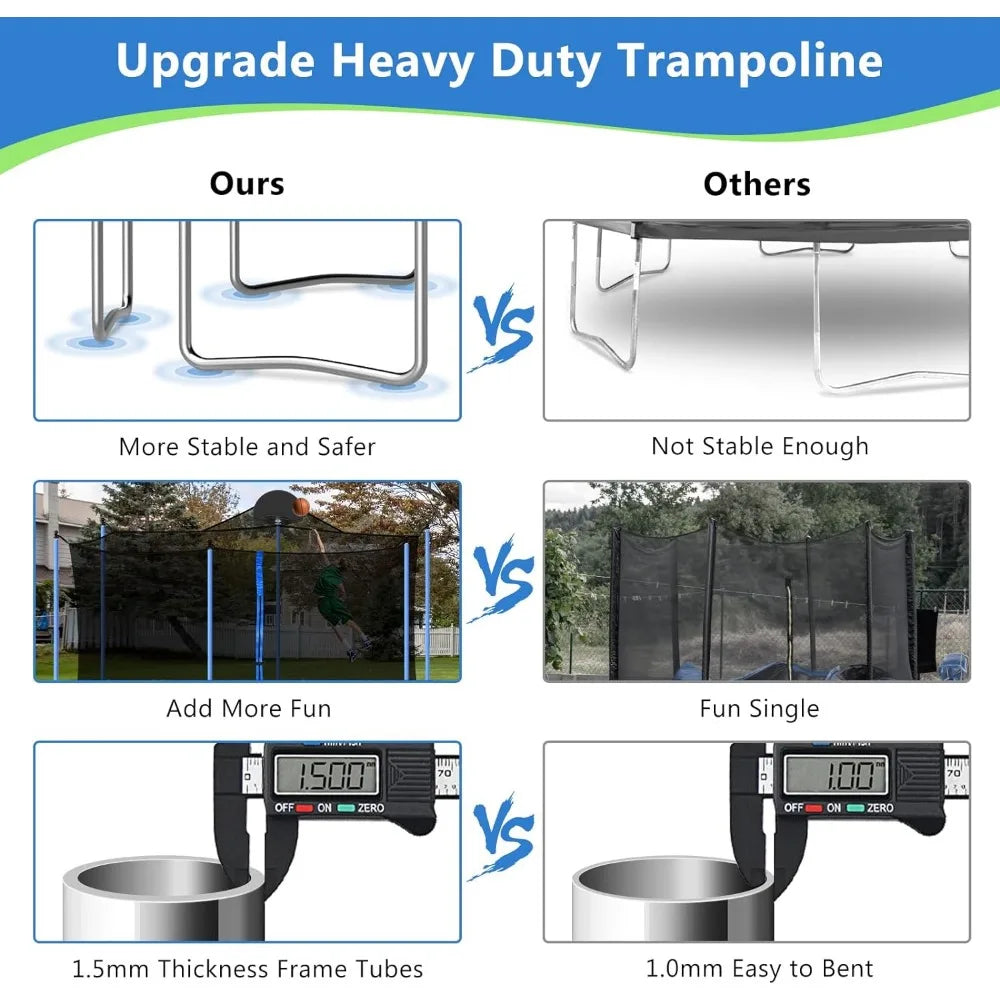 14 FT Outdoor Trampoline for and Adults With Basketball Hoop & Enclosure Net Jump Gym Elastic Bed Protector Trampoline Fitness Anti Spier