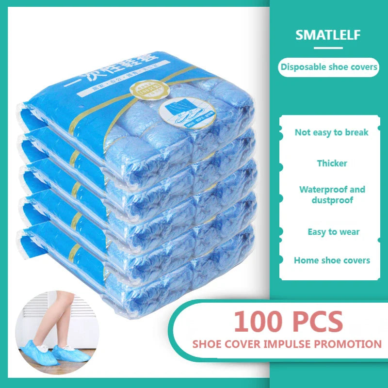 Portable Waterproof Boot Covers Plastic Non-slip Wear Disposable Shoe Covers Overshoes Rain Shoe Covers Mud-proof 1Pack/100 Pcs Anti Spier