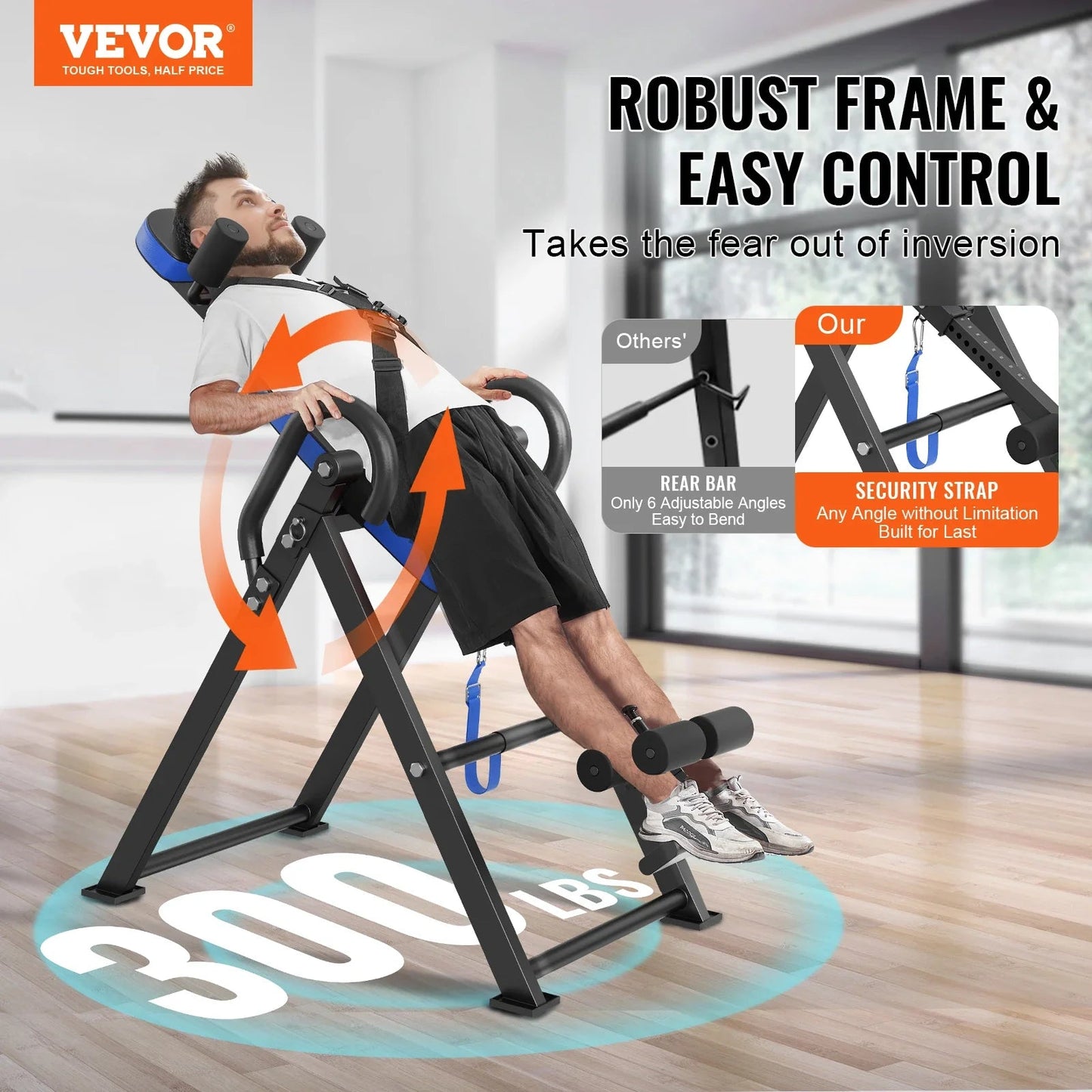 Inversion Table Heavy Duty Inversion Table Decompression Back Stretcher Machine Strength Training Equipment with Headrest Anti Spier