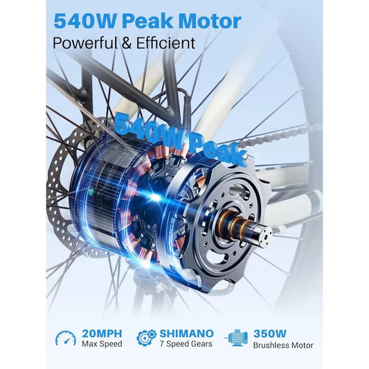 26" Electric Bike for Adults with Peak 500W Brushless Motor, 35Miles Removable Battery 20MPH Commuting Electric Mountain Bike Anti Spier