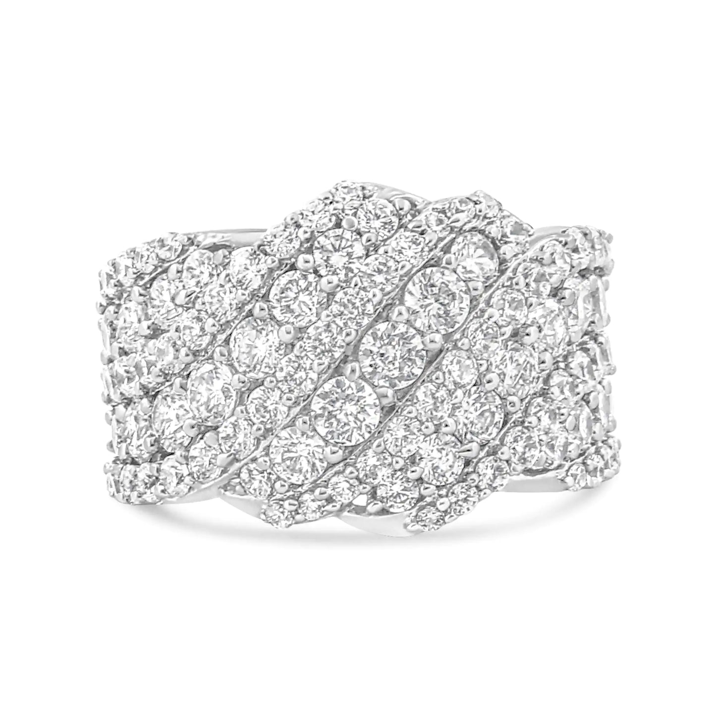 10K Yellow Gold 3.00 Cttw Diamond Multi Row Cluster Band Ring (I-J Color, I3 Clarity) - Anti Spier