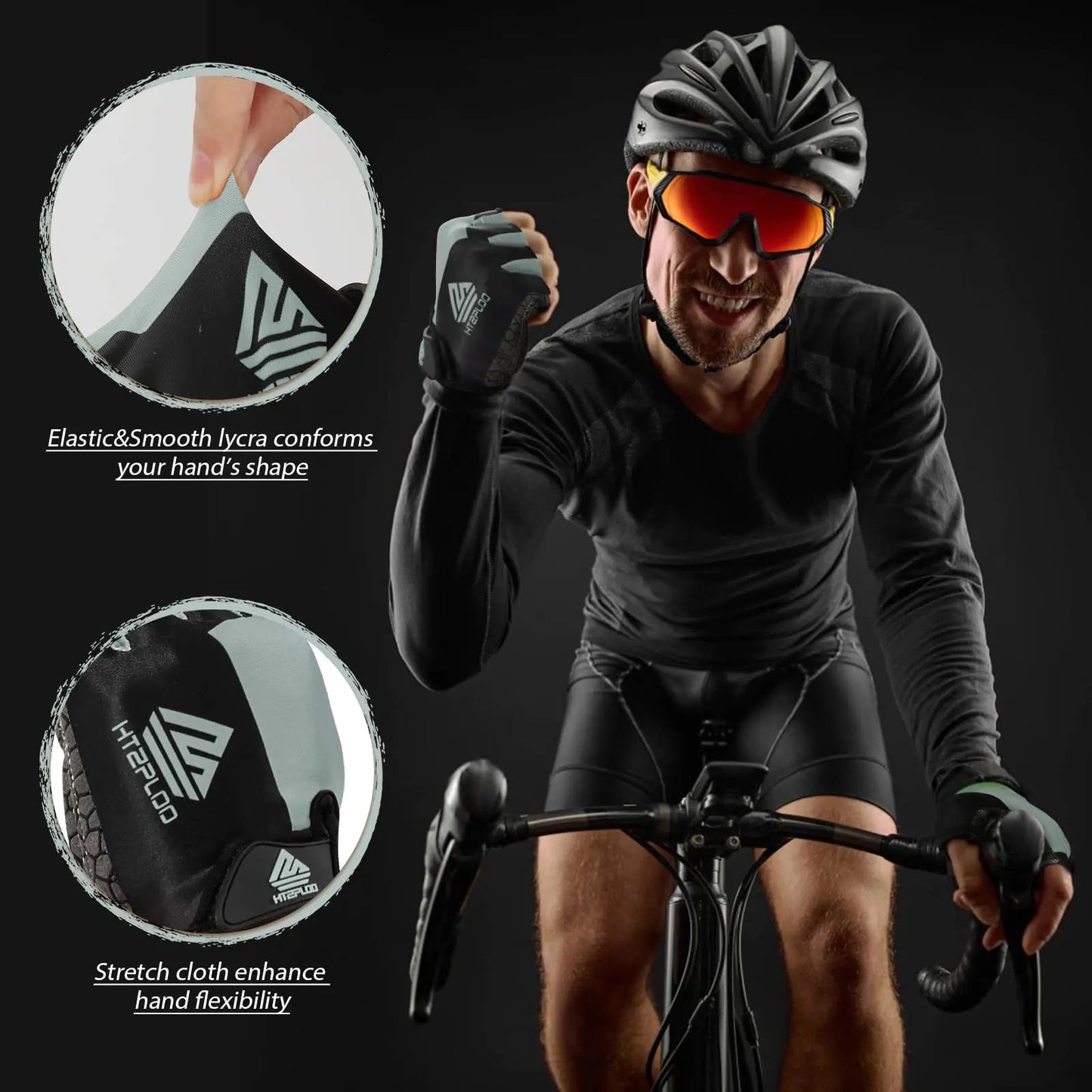 Bike Gloves Cycling Gloves Biking Gloves Bicycle Gloves for Men Women with Anti-Slip Shock-Absorbing Pad,Light Weight Half Finger Gloves for Cycling Workout Training Outdoor Black&gray X-Large Anti Spier
