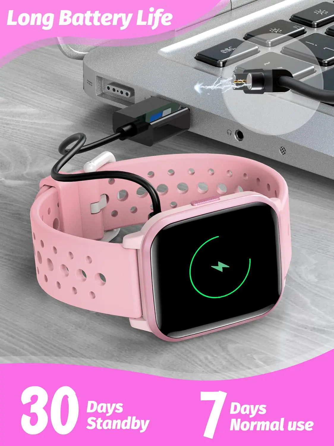 Kids Smart Watch Girls Boys, Smart Watch for Kids Game Smart Watch Gifts for 4-16 Years Old with Sleep Mode 20 Sports Modes 5 Games Pedometer Birthday Gift for Boys Girls (Pink) Pink Anti Spier