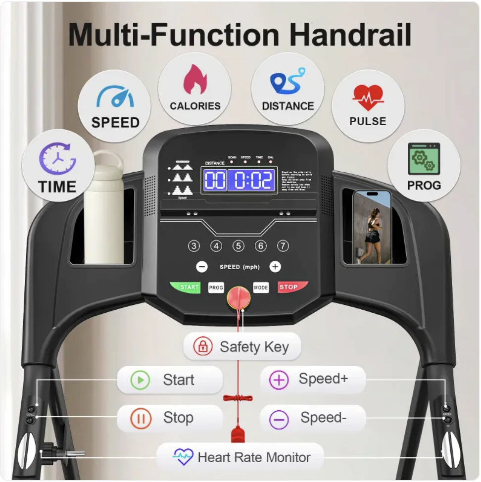 Folding Treadmill with Pulse Sensor Anti Spier