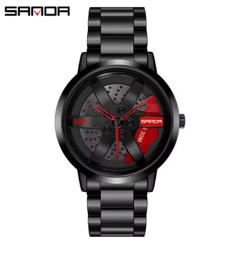 Men's 3D Car Wheel Sports Watch - Waterproof Quartz Anti Spier