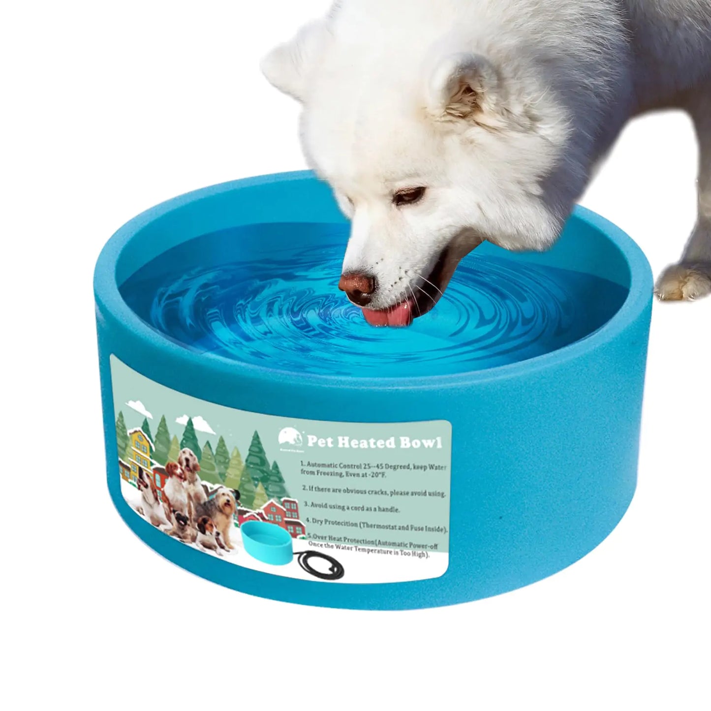 Heated Water Bowl for Dog & Cat Outdoor Heated Dog Bowl Provides Drinkable Water & Food in Winter Heated Pet Bowl for Outside Smart Thermal-Dish for Rabbit Chicken Duck Squirrel (98 OZ)