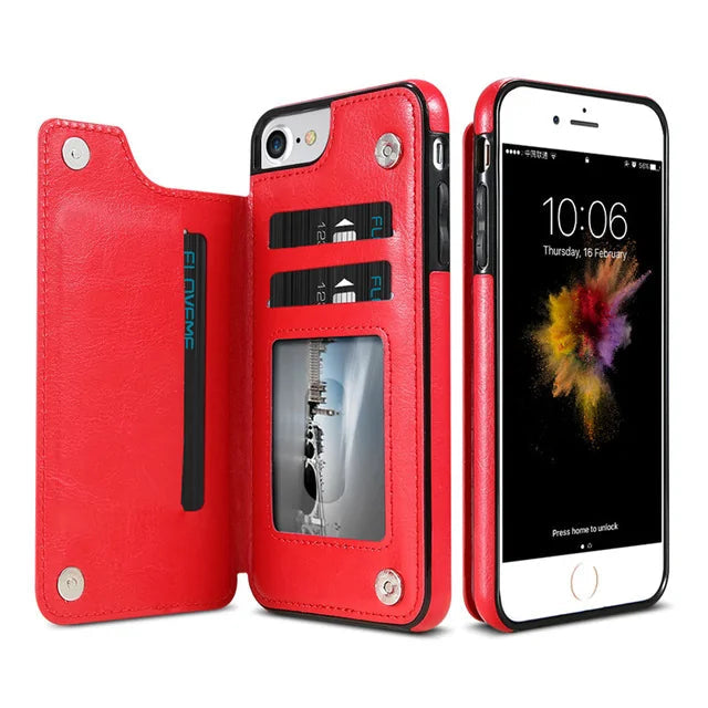 Wallet Phone Cases for IPhone 11 Pro Max 6S 6 7 8 Plus XS Max XR Case Cover Retro Flip Leather Phone Case for Iphone 7 Case Capa Anti Spier