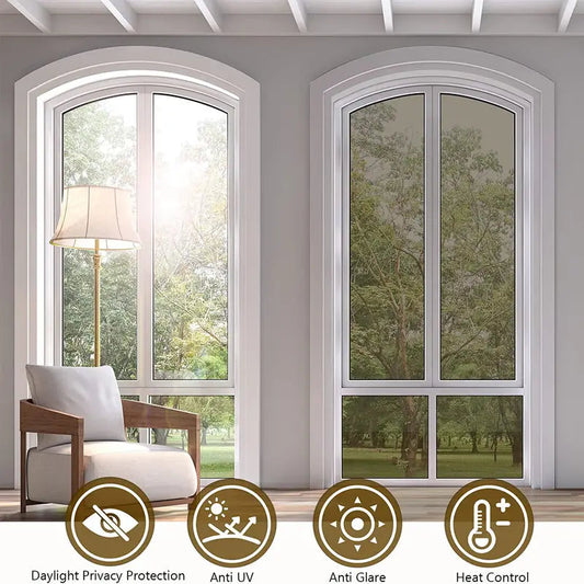 One-Way Daytime Privacy Window Film - Brown-Silvery Anti Spier
