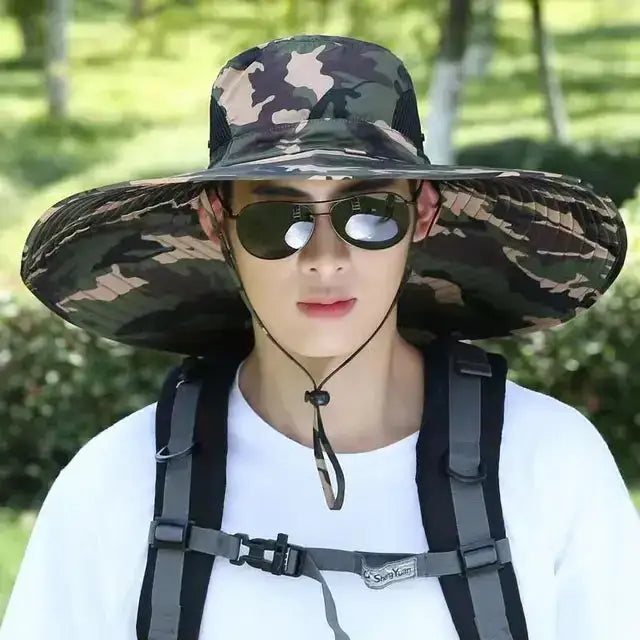 Men's Large Brim Outdoor Sun Hat Anti Spier