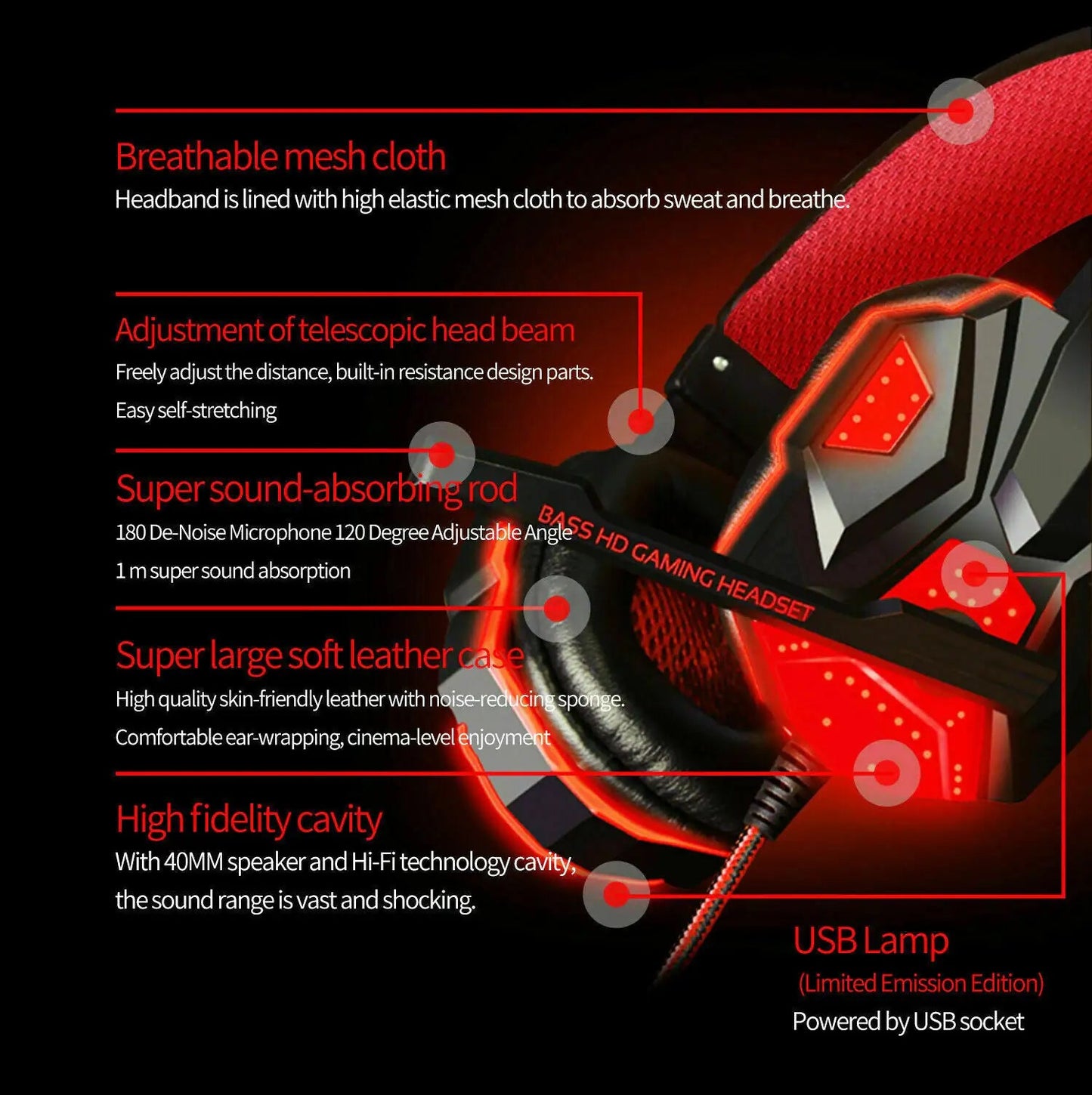 3.5mm Gaming Headset Mic LED Headphones Stereo Bass Surround For PC PS4 Xbox One Anti Spier