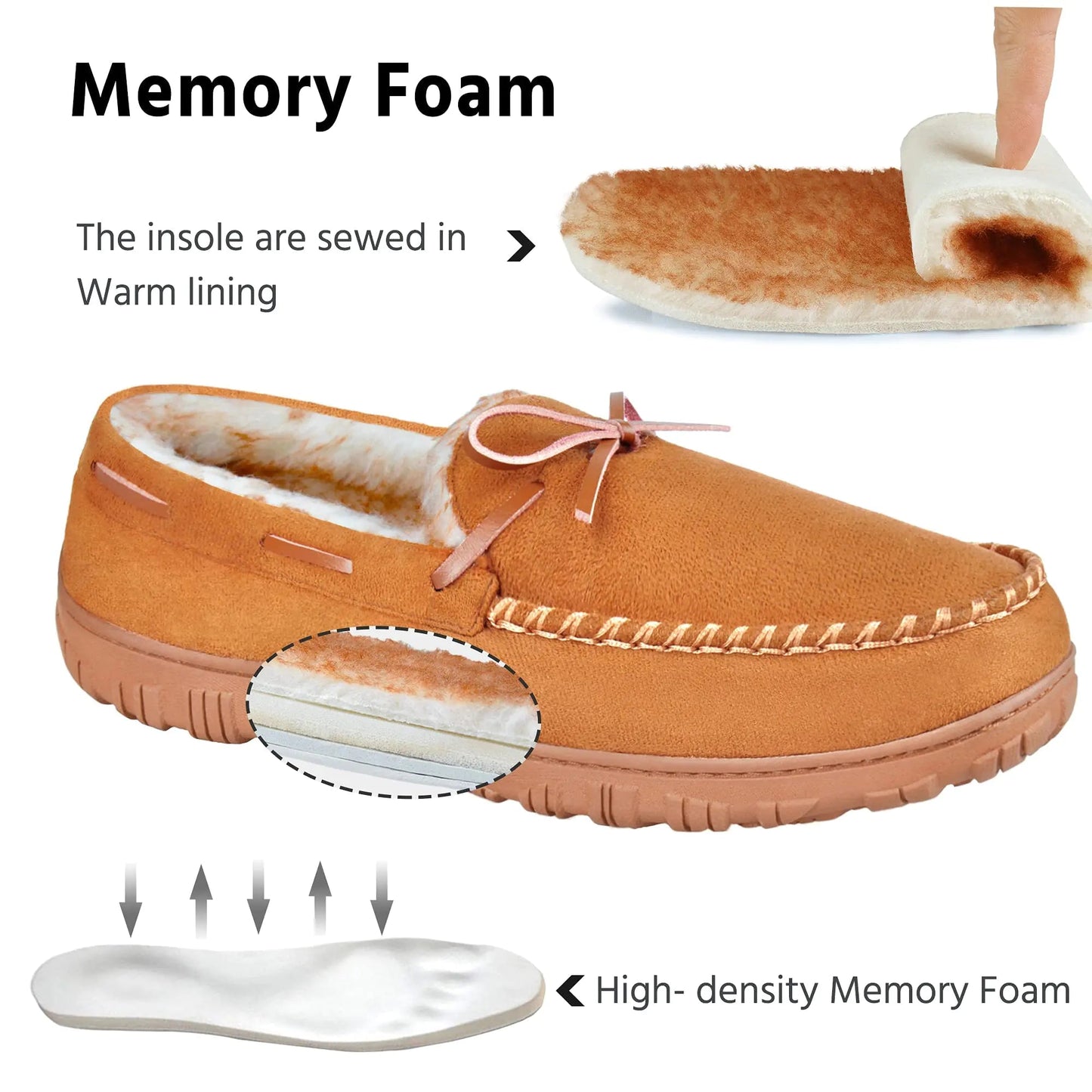 MIXIN Mens Slippers Indoor Outdoor Memory Foam House Shoes Anti-Slip Moccasins Slippers for Men 9 Brown Anti Spier