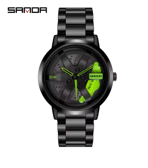 Men's 3D Car Wheel Sports Watch - Waterproof Quartz Anti Spier