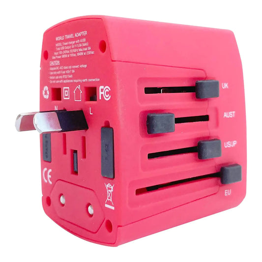 5Core Universal Travel Adapter International Power Adapters 3 Pack Multicharger Plug w 4 USB Ports - Anti Spier