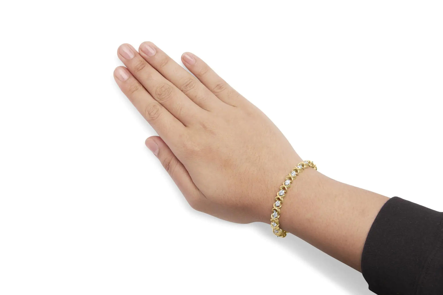 14K Yellow Gold 5.00 Cttw Round-Cut Diamond X-Link 7.5" Bracelet (J-K Color, I1-I2 Clarity) - Anti Spier