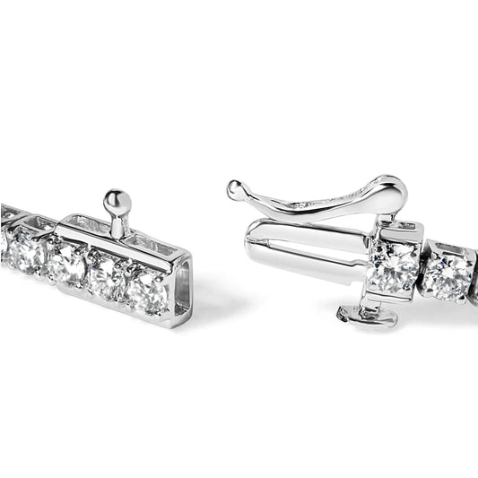 14K White Gold Lab Grown 4.00 Cttw Round Brilliant Cut Diamond Prong Set Classic Tennis Bracelet - 7" (F-G Color, VS2-SI1 Clarity) - Anti Spier