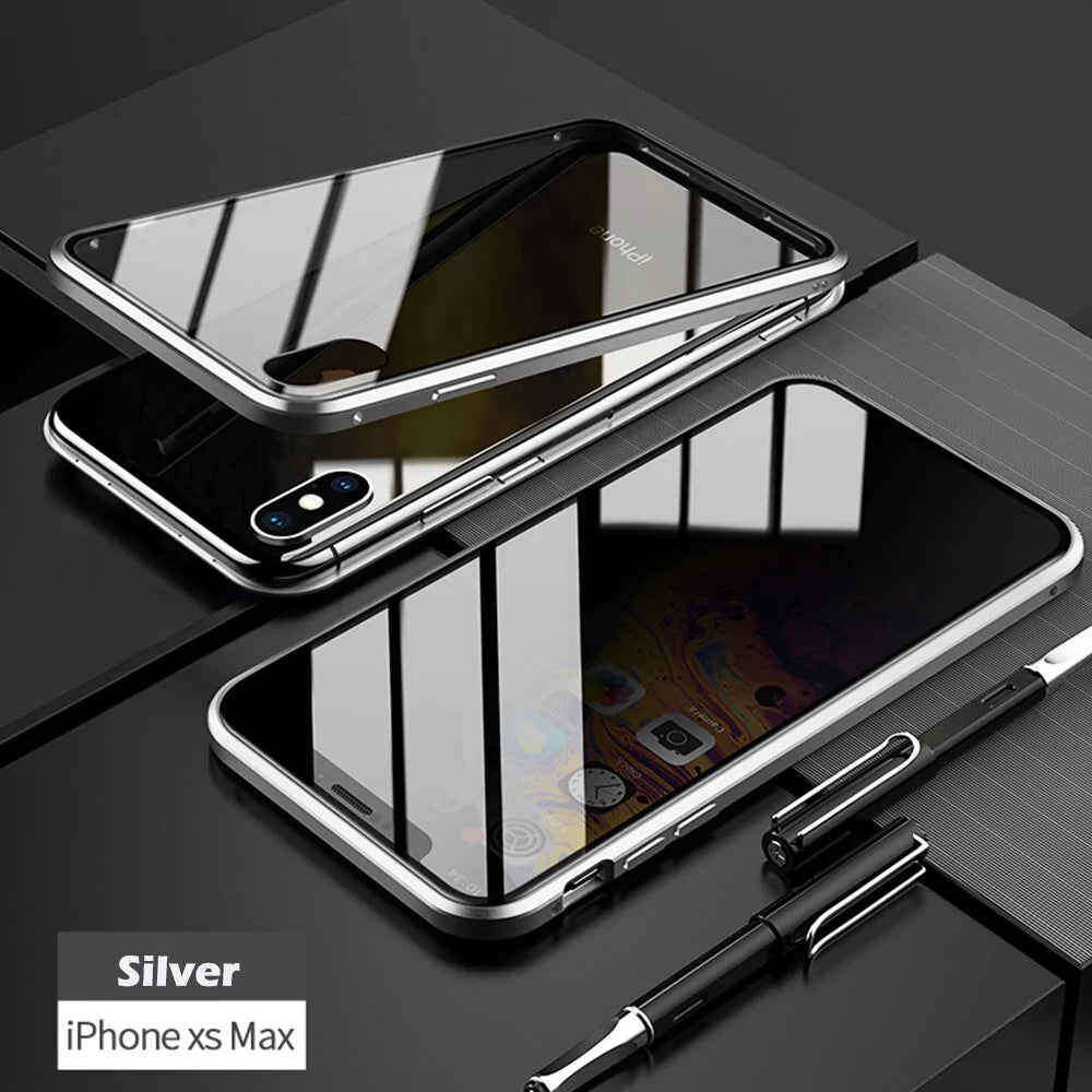 Anti-Peep Magnetic Metal Phone Case For iPhone Anti Spier