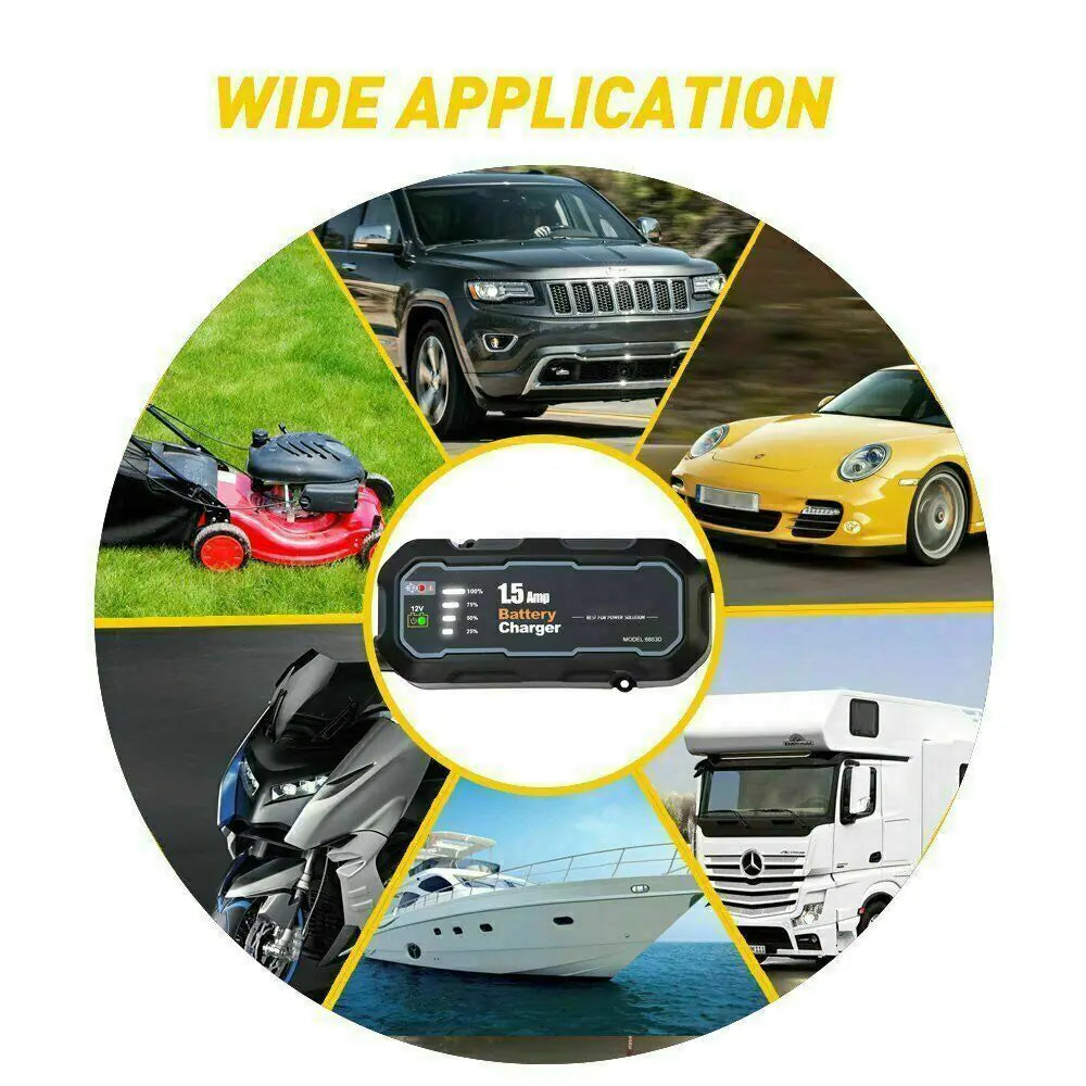 1500mAh Automatic Smart Battery Charger 12V Portable Car Auto Trickle Maintainer Anti Spier