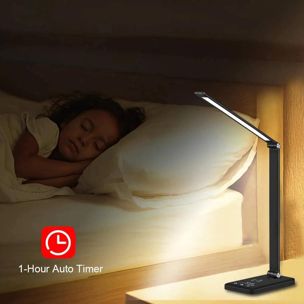5 Lighting Mode LED Desk Lamp + Wireless Phone Charger Anti Spier