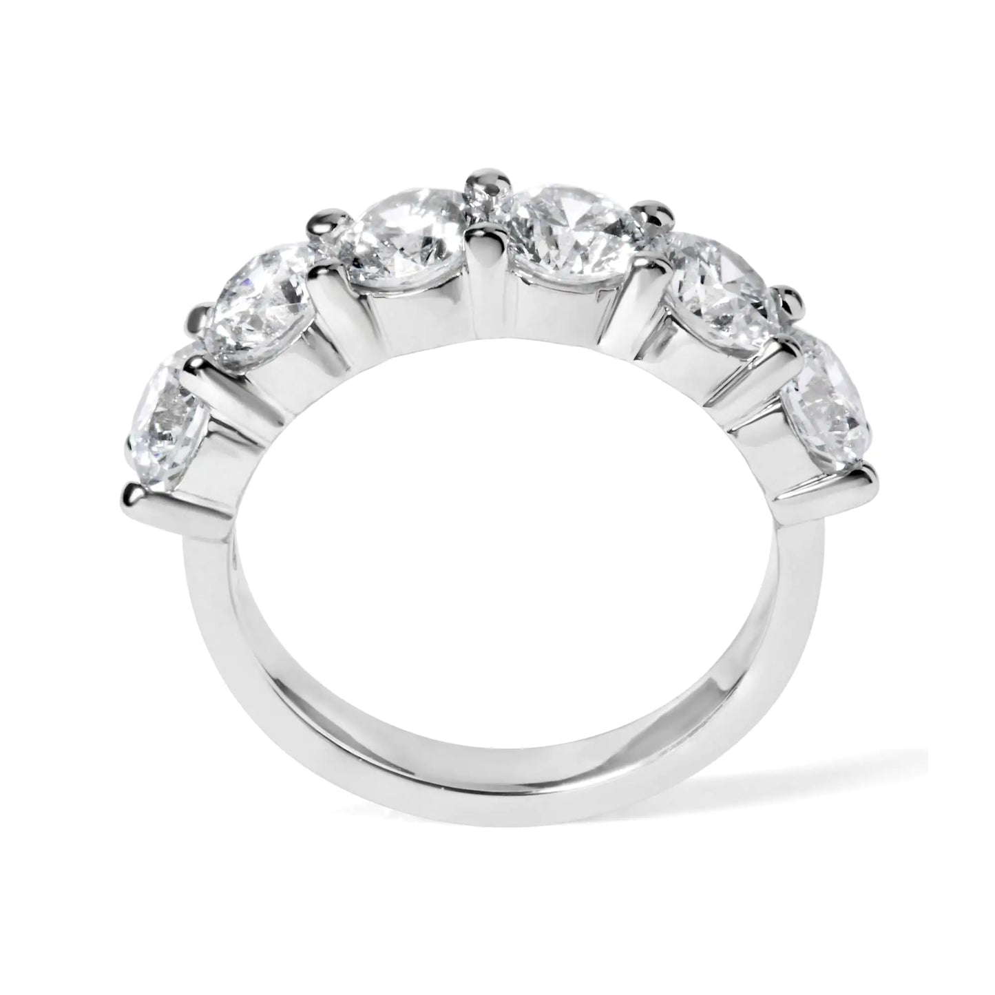 14K White Gold 3.0 Cttw Lab-Grown Diamond Shared Prong Set 6 Stone Band Ring (G-H Color, VS2-SI1 Clarity) - Anti Spier
