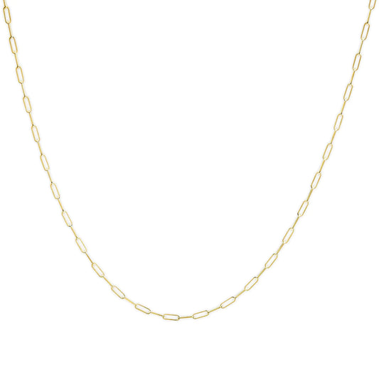 Unisex Solid 14K Gold 2.5mm Paperclip Chain Necklace - Anti Spier