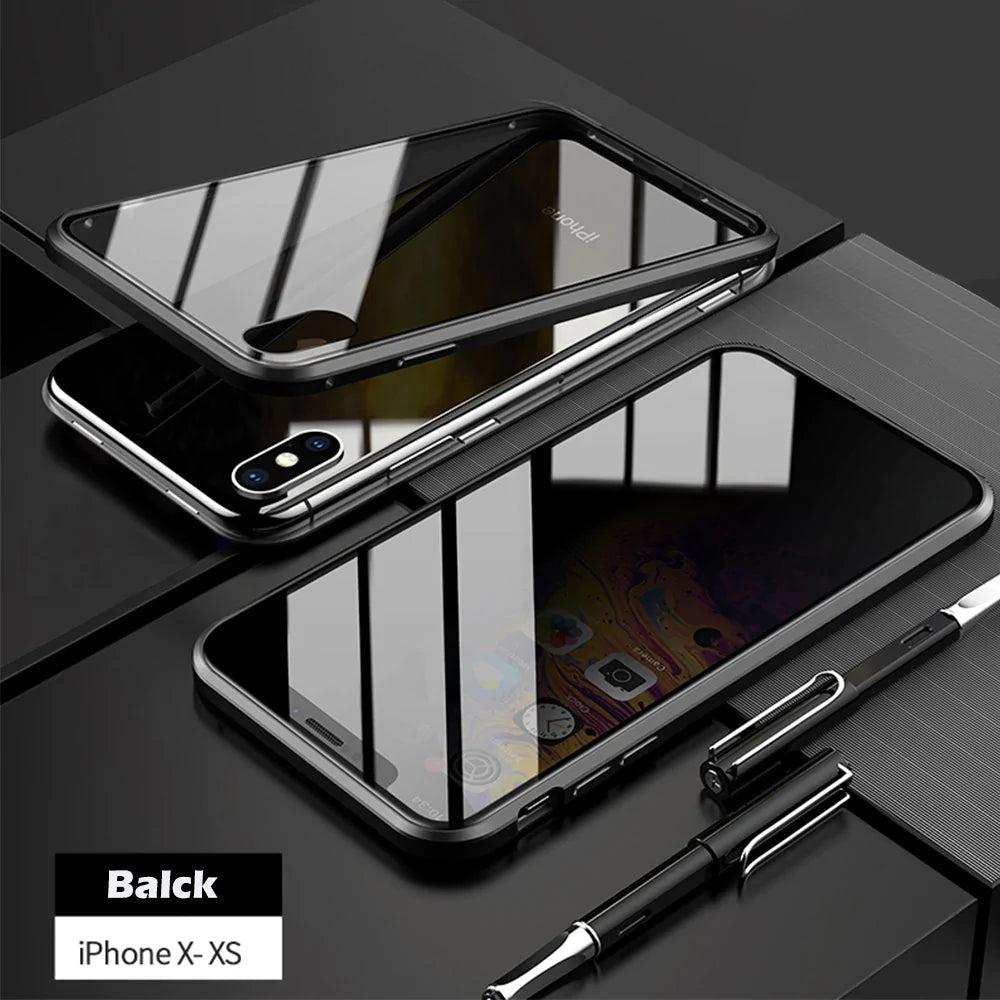 Anti-Peep Magnetic Metal Phone Case For iPhone Anti Spier
