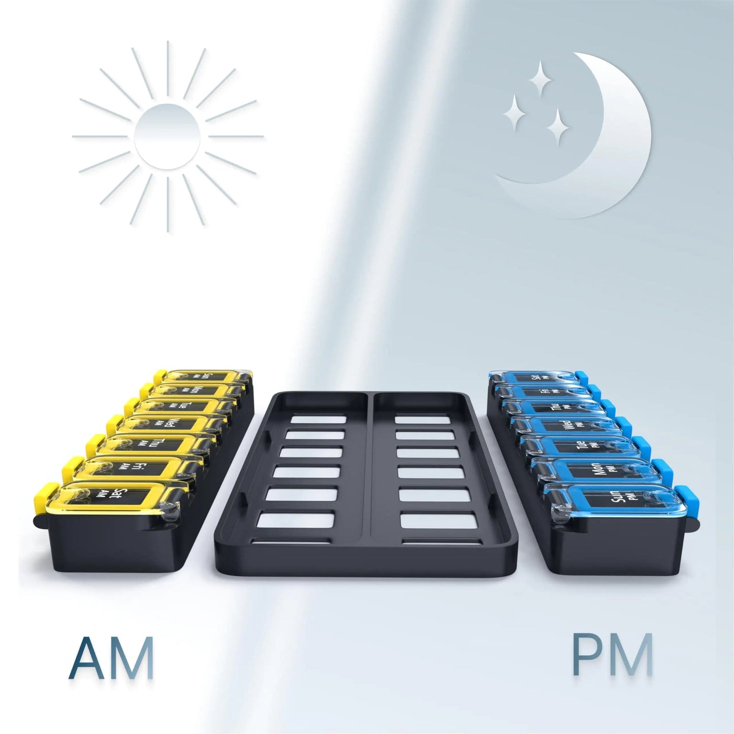 Weekly Pill Organizer 2 Times A Day Am Pm Pill Case Pill Box Yellowblue Plastic Anti Spier