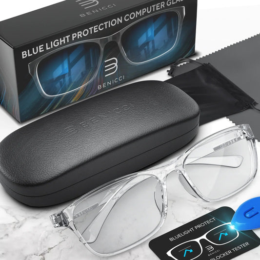 Stylish Blue Light Computer Blocking Glasses for Men and Women - Ease Digital Eye Strain, Dry Eyes, Headaches and Blurry Vision - Instantly Blocks Anti Spier