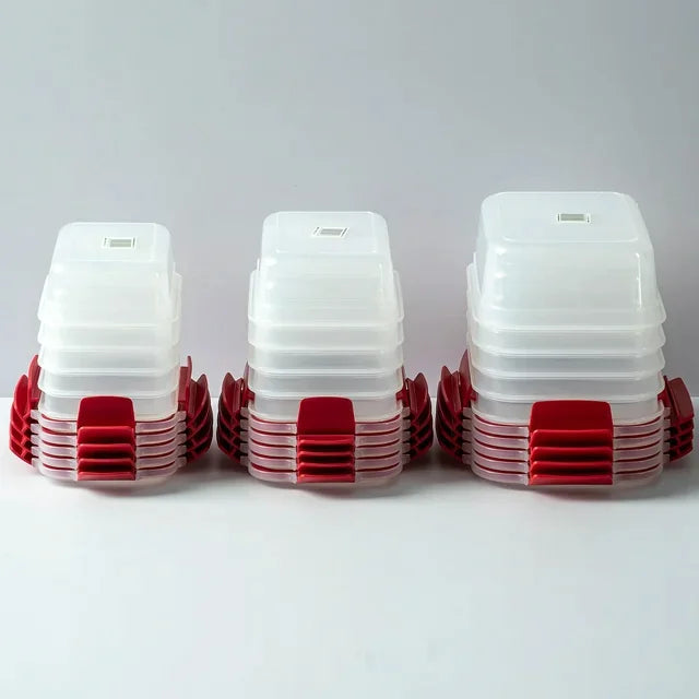 5 Pack Stackable Food Storage Containers Airtight & Leakproof Set Snap Lock Lids Anti Spier