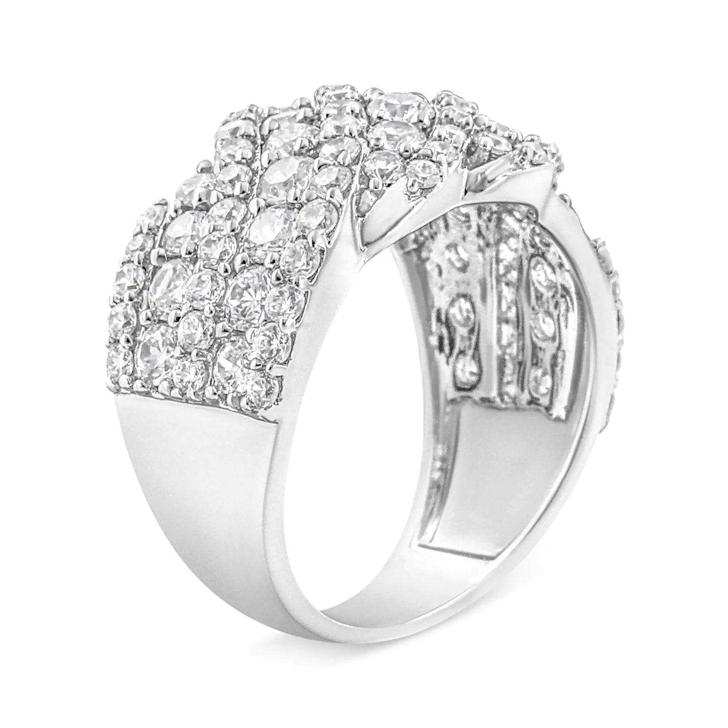 10K Yellow Gold 3.00 Cttw Diamond Multi Row Cluster Band Ring (I-J Color, I3 Clarity) - Anti Spier
