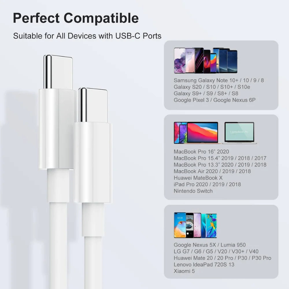 2pack 3FT Type-C to Type-C Fast Charger Cable - Anti Spier
