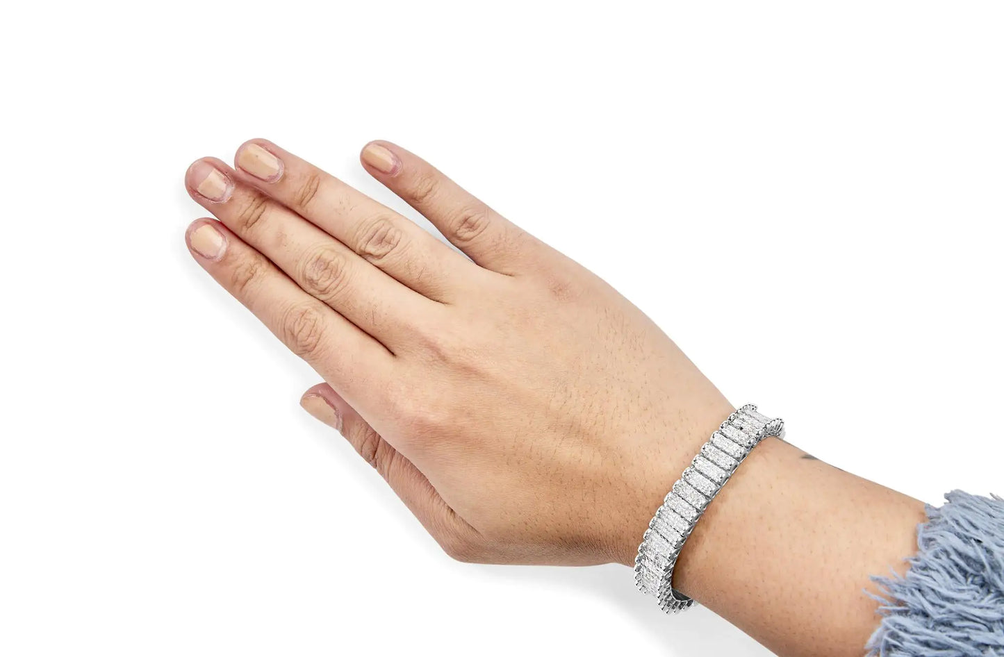 14K Gold 5.00 Cttw Square Princess Cut White Diamond Rectangular Invisible Set Link Tennis Bracelet (H-I Color, SI2-I1 Clarity) - 7.25” Inches - Anti Spier