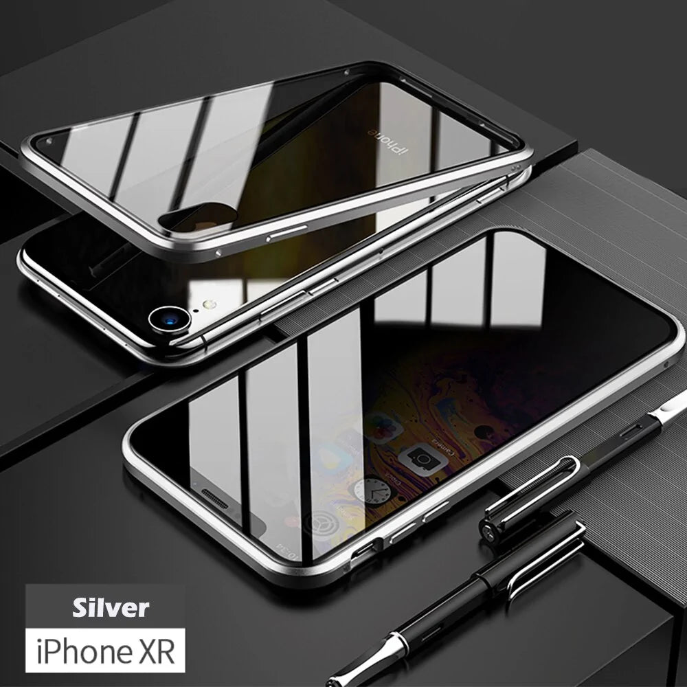 Anti-Peep Magnetic Metal Phone Case For iPhone Anti Spier