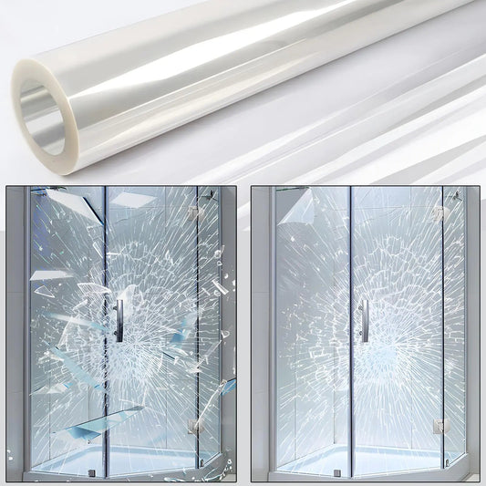 0.05mil Security Window Film 17.5in x 13.1ft Shatterproof Film Transparent Self-Adhesive Security Window Film 2Mil Anti Shatter Tempered Glass Film Glass protective window film for Home/Office Anti Spier