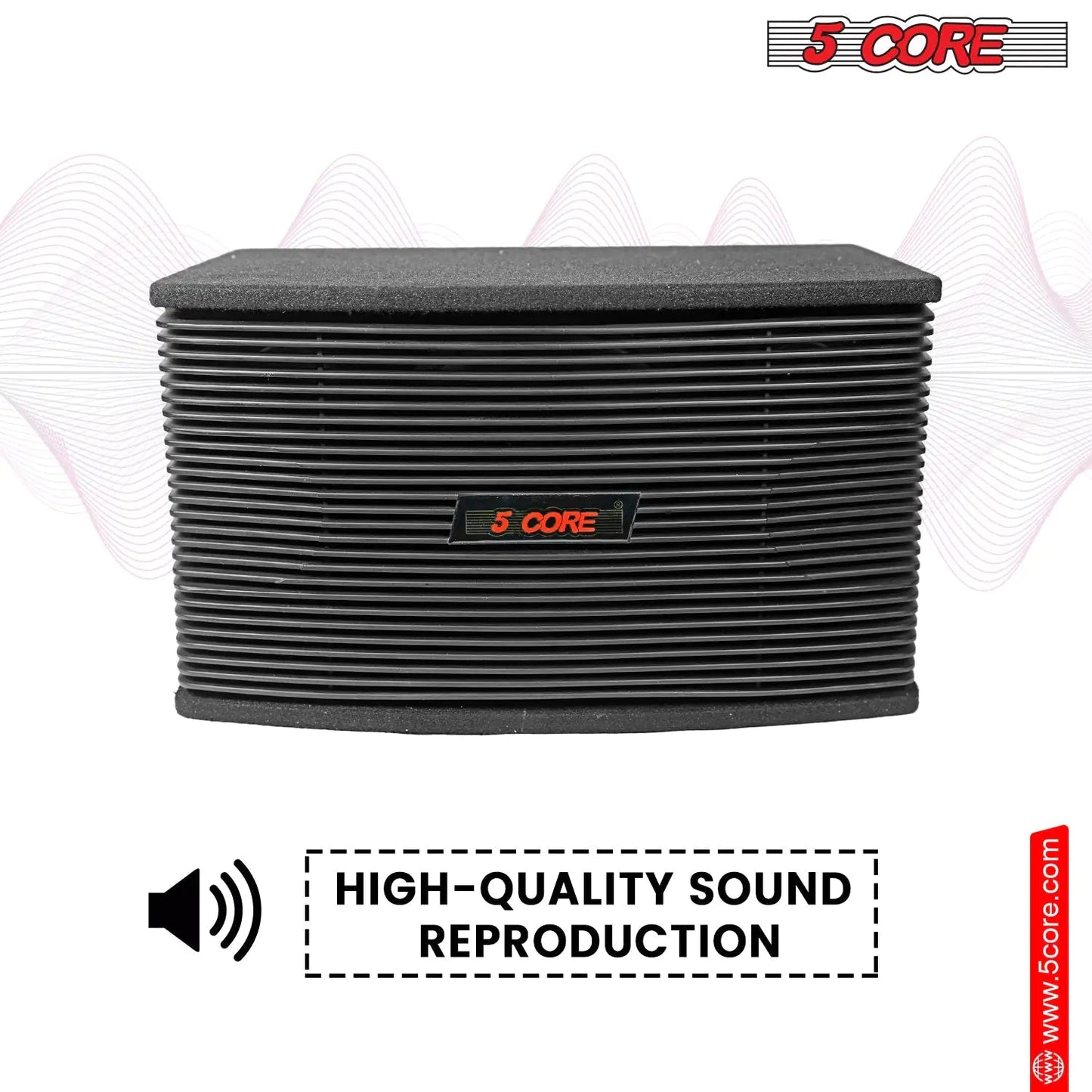 5Core Box Subwoofer for Car 1Pc Black 800W Peak Power 8 Inch Vented Trunk Speaker Woofer 8 Ohm Anti Spier