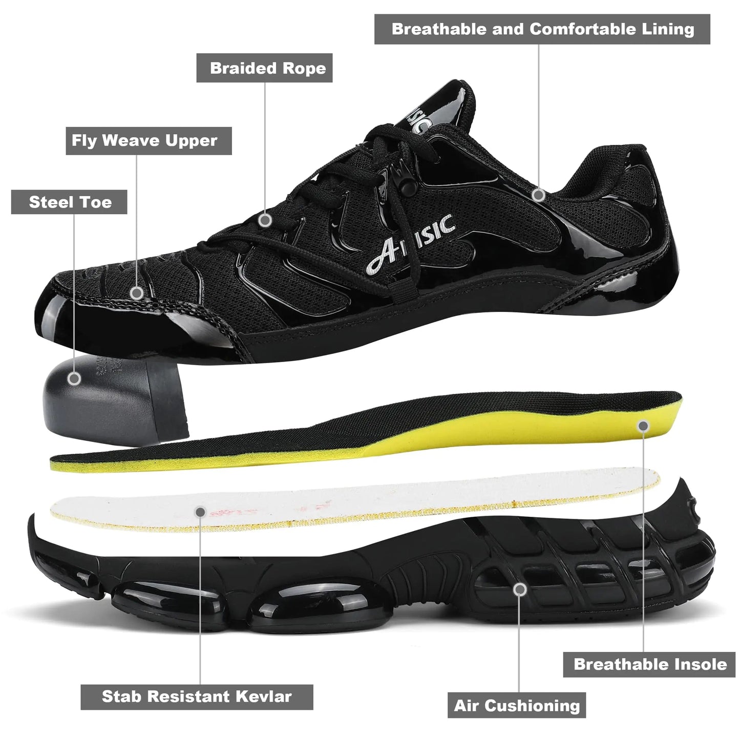 Steel Toe Shoes for Men Indestructible Work Shoes Lightweight Steel Toe Sneakers Women Non Slip Safety Shoes Puncture Proof Composite Toe Shoes Women 11 Women/9.5 Men Red Anti Spier