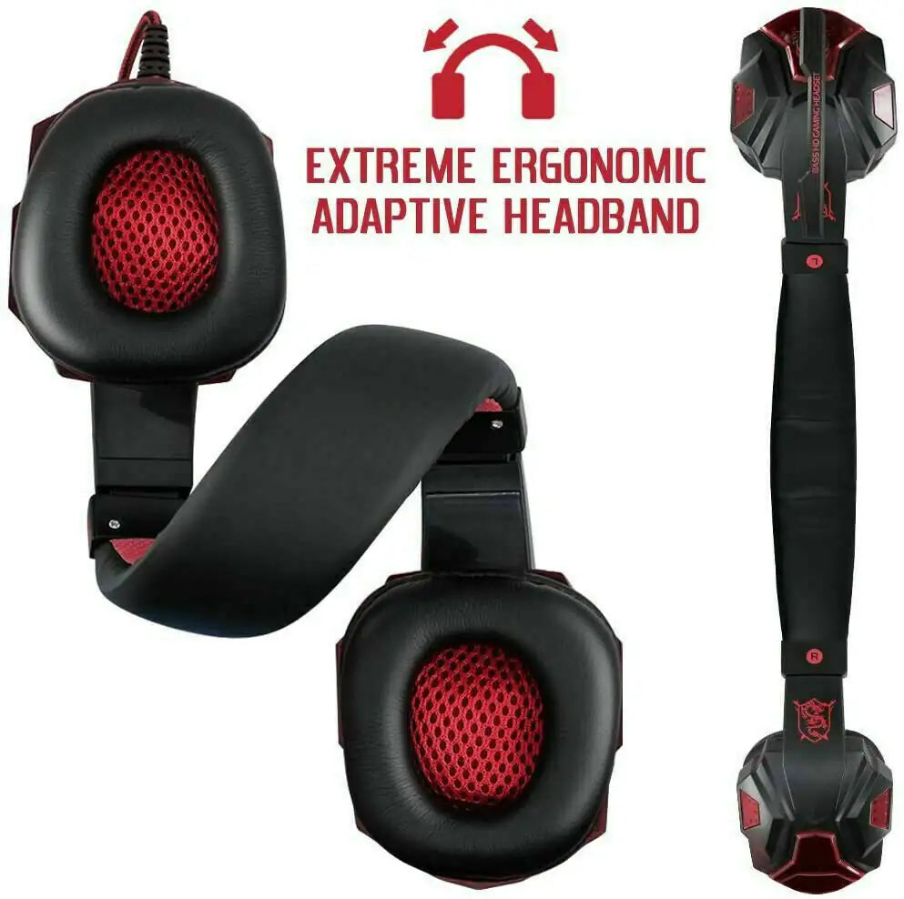 3.5mm Gaming Headset Mic LED Headphones Stereo Bass Surround For PC PS4 Xbox One Anti Spier