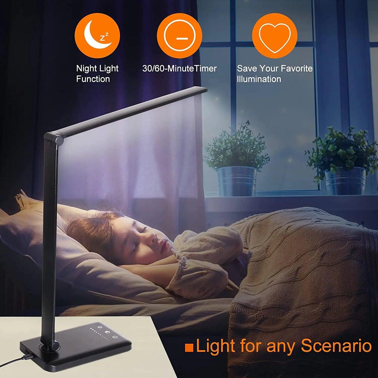 5 Lighting Mode LED Desk Lamp + Wireless Phone Charger Anti Spier