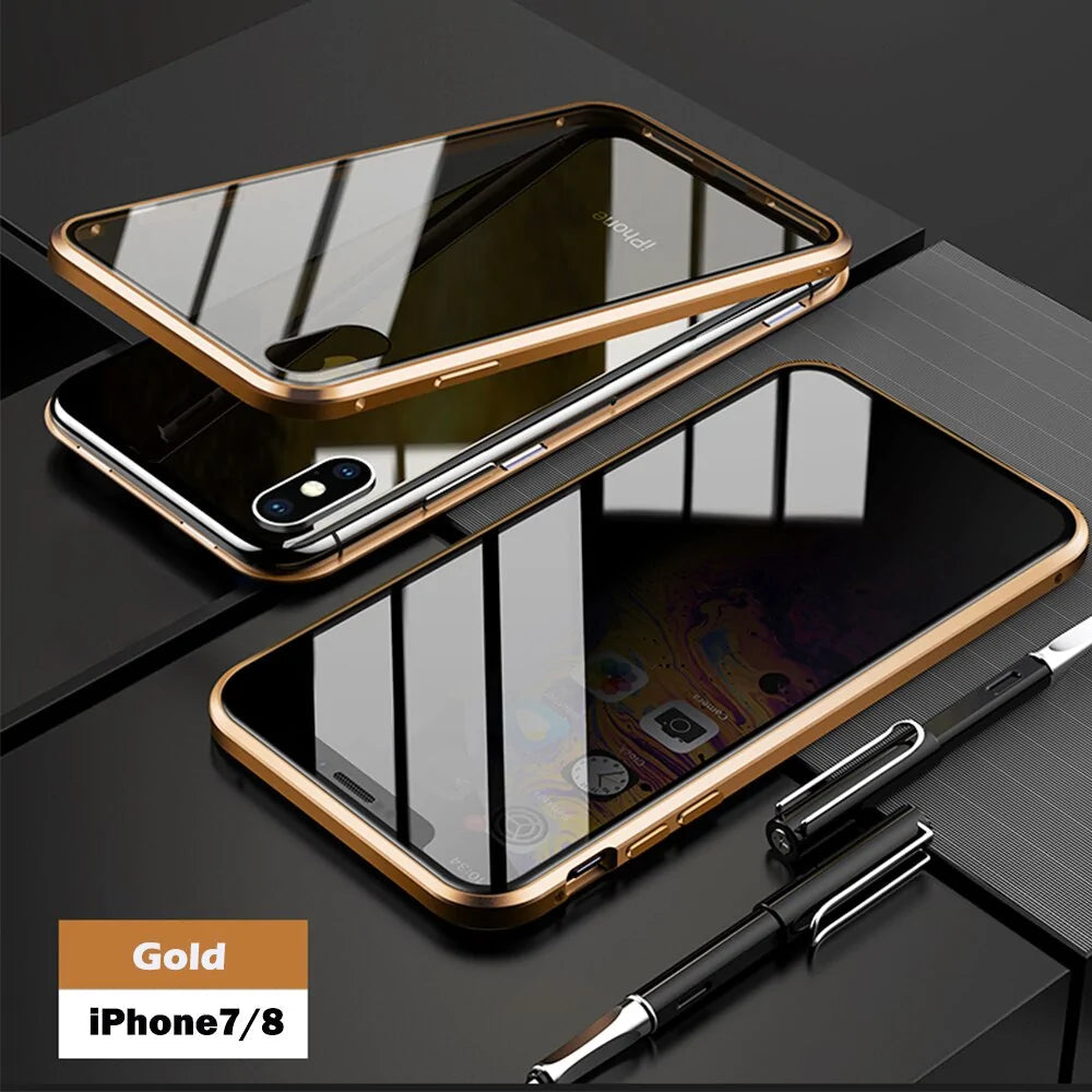 Anti-Peep Magnetic Metal Phone Case For iPhone Anti Spier
