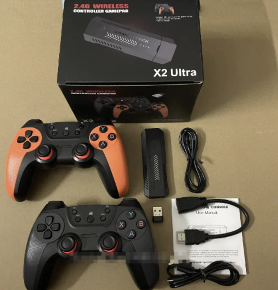 X2 Ultra Retro Game Stick 4K, Plug and Play Video Gaming Console with 128G memory card/40000+Games, HDMI Output for TV with 2.4G Wireless Controller, Retro Arcade Emulators for Kids Adults Anti Spier