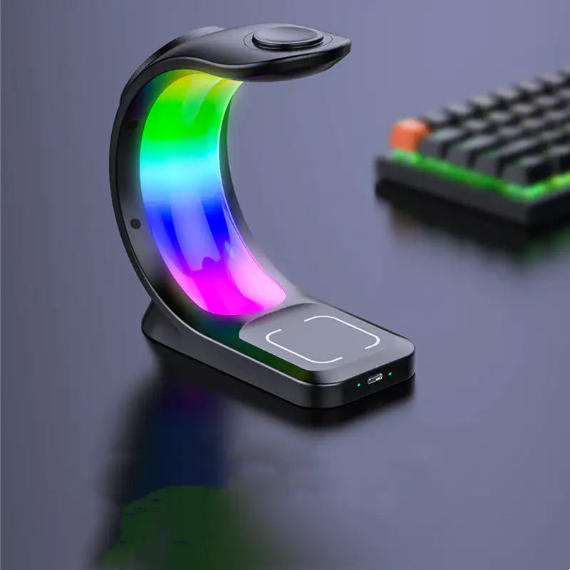 1 Magnetic Wireless Charger Fast ChargingAnti Spier Anti Spier4 In 1 Magnetic Wireless Charger Fast Charging For Smart Phone AtmosphOverview:
Magnetic charging Fast does not hurt the machine
Three in one Make your desktop cleaner
Touch design Convenient and fast
Dream RGB lamp effect Dye yo